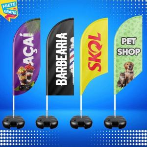 WIND BANNER COMPLETO (G) Base Titan Black Modelo Maleta com Alça 2.90M X 0.65M Dupla-Face | Impressão Ultra-HD Tecido TecnoSport 100% Sintético FACA | PENA | VELA | ÂNGULO Estrutura de Alumínio Desmontável