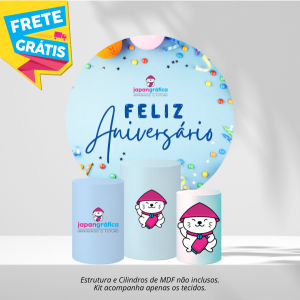 KIT FESTA PERSONALIZADO HELANCA PLUS 0.120 G/M2 1,50m x 1,50m 4x0 COR - IMPRESSÃO ULTRA HD SUBLIMÁTICA EPSON ESTRUTURA E CILINDROS NÃO INCLUSOS COSTURA OVERLOQUE COM ELÁSTICO | 01 TECIDO REDONDO E 03 TECIDOS CILÍNDRICOS FRETE GRÁTIS NAS COMPRAS ACIMA DE 100,00, CONSULTE AS REGIÕES.