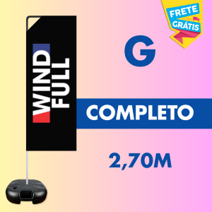 WIND FULL COMPLETO (G) Base Titan Black Modelo Maleta com Alça 2.70m x 0.65m Dupla-Face | Impressão Ultra-HD Tecido TecnoSport 100% Sintético RETANGULAR Estrutura de Alumínio Desmontável