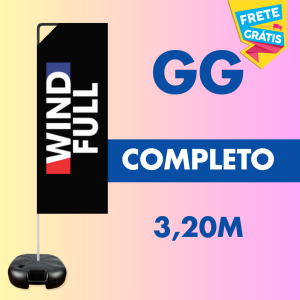 WIND FULL COMPLETO (GG) Base Titan Black Modelo Maleta com Alça 3.20m x 0.65m Dupla-Face | Impressão Ultra-HD Tecido TecnoSport 100% Sintético RETANGULAR Estrutura de Alumínio Desmontável