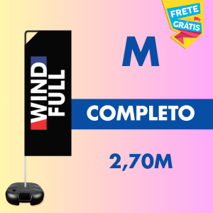 WIND FULL COMPLETO (M) Base Titan Black Modelo Maleta com Alça 2.70m x 0.65m Dupla-Face | Impressão Ultra-HD Tecido TecnoSport 100% Sintético RETANGULAR Estrutura de Alumínio Desmontável