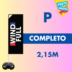 WIND FULL COMPLETO (P) Base Titan Black Modelo Maleta com Alça 2.15m x 0.65m Dupla-Face | Impressão Ultra-HD Tecido TecnoSport 100% Sintético RETANGULAR Estrutura de Alumínio Desmontável